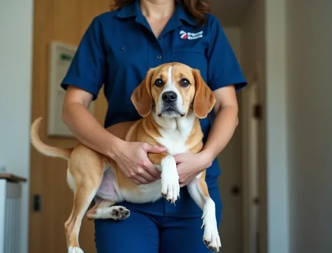 Technician respectfully transporting a deceased dog in Avalon